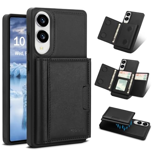 for Samsung Galaxy S25 Edge Wallet Case, 2-in-1 Detachable Magnetic Wallet Case, Card Holder RFID Blocking, Fashionable Faux Leather Card Slot & Folding Design (Black) - color: Black, size: Samsung Galaxy S25 edge