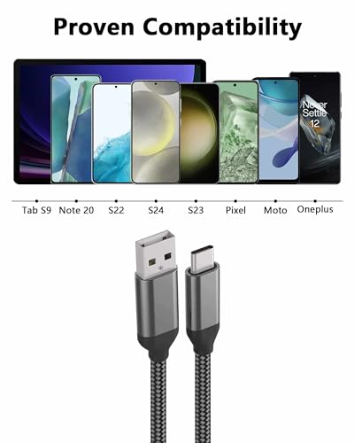 USB C Cable 10FT, Extra Long USB-A to USB-C Cable Braided Grey - color: Grey, size: 10FT