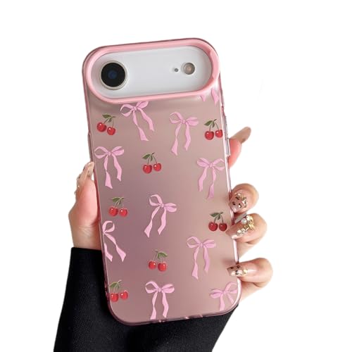ZTOFERA for iPhone Air Case,Cute Pink Ribbon Bow Tie Aesthetic Phone Case,Trendy Slim Hard IMD Shockproof Protective Bumper Phone Cover for Women Girls,Cherry - color: Cherry, size: iPhone Air 6.5"