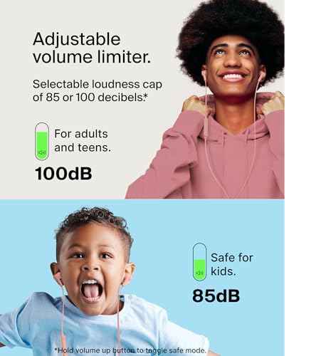 Belkin USB-C Wired Earbuds, Adjustable Volume Limiter, IPX5 - color: Pink, size: One Size, style: USB-C + Volume Control
