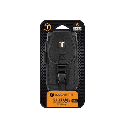 ToughTested Heavy Duty Phone Holster, Belt Clip & Carabiner Tactical Pouch | Rugged smartphone case with 6-point protection and secure hook-and-loop closure for worksites and travel