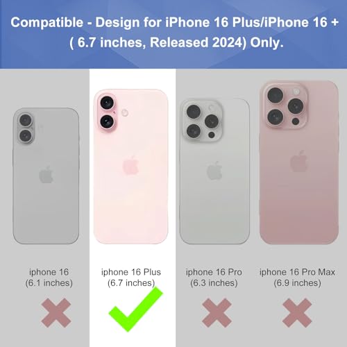 for iPhone 16+ Plus Stand Case Holster, Screen Protector-Black | Camera Lens Protector, Swivel Belt Clip Kickstand Holder, Slim Shell Pouch Full Body Protective Shockproof Cell Phone Cover - size: iPhone 16 Plus