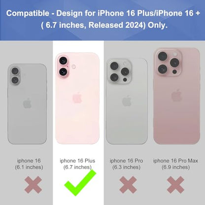 for iPhone 16+ Plus Stand Case Holster, Screen Protector-Black | Camera Lens Protector, Swivel Belt Clip Kickstand Holder, Slim Shell Pouch Full Body Protective Shockproof Cell Phone Cover - size: iPhone 16 Plus