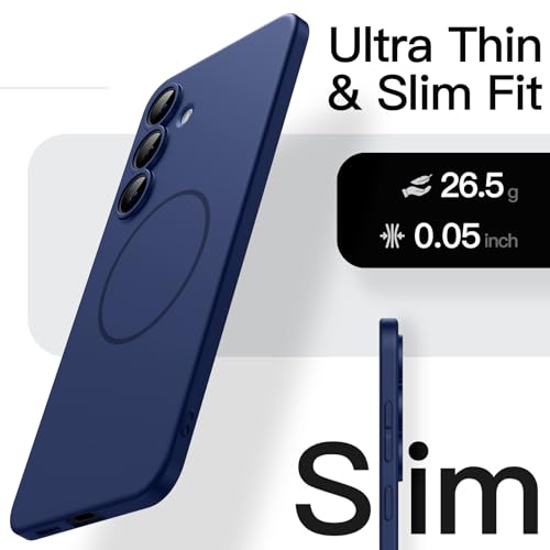 JETech Magnetic Slim Case for Samsung Galaxy S25 FE, Navy Blue | Compatible with MagSafe, Full Camera Lens Protection, Ultra-Thin Lightweight, Matte Finish Phone Cover - color: Navy Blue, size: Galaxy S25 FE