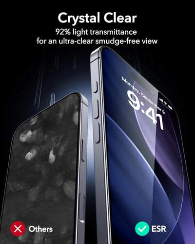ESR 3 Pack for iPhone 17 Pro Max Screen Protector, Align Frame | Military Grade Shatterproof, 9H Tempered Glass, Scratch-Resistant, Full-Coverage Protection, Easy Installation Tool