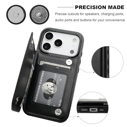 ONETOP for iPhone 17 Pro Wallet Case with Credit Card Holder,Black | Kickstand,ID/Cash Holder,Case Wallet with Card Slots,Double Magnetic Clasp,Durable PU Leather Shockproof Cover for Women Men - color: Black