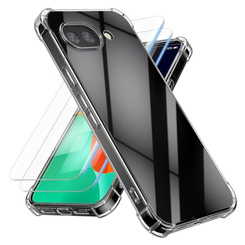 kwmobile Clear Case Compatible with Google Pixel 10a Cover - Soft Transparent Smartphone Case - with 2X Tempered Glass Screen Protectors - Transparent - size: Pixel 10a