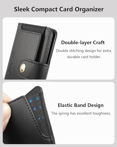 ONETOP for MagSafe Wallet,Magnetic Phone Wallet with 5 Card Slots,Black | 1-12 Cards/Cash Holder for iPhone 17/16/15/14/13/12 Series,Detachable Wallet Stick-On Back,PU Leather RFID Blocking Kickstand - color: Black