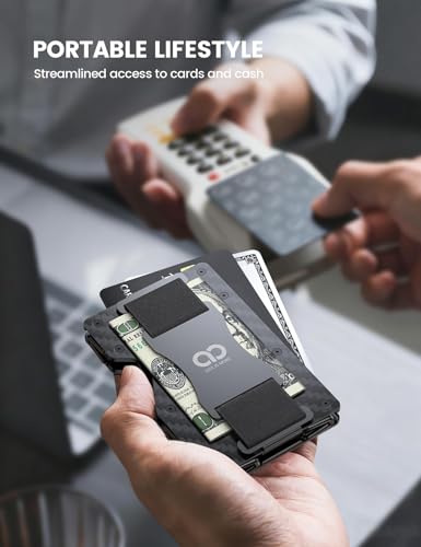 Lamicall Upgraded Hinge Minimalist Wallet for Men, RFID Blocking Wallets - color: Carbon Fiber - CLIP&STRAP
