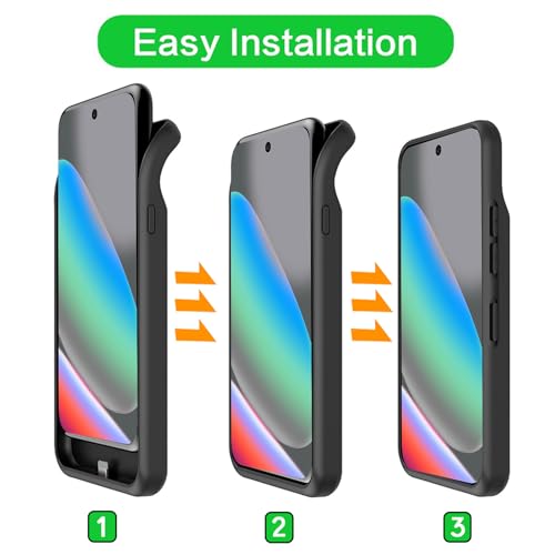 Battery Case for Pixel 10/10 Pro, Upgraded 10000mAh Battery Pack Rechargeable Charger Case with Wireless Charging Compatible for Pixel 10/10 Pro(6.3 inch) External Charging Cover(Black) - size: Pixel 10/10 Pro