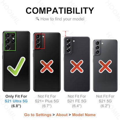 HOOMIL Case for Samsung Galaxy S21 Ultra (ONLY 6.8-Inch), Non-Yellowing, Drop Protection, Anti-Scratch Transparent Hard Back Phone Cover - Black Clear - color: Black Clear, size: Samsung Galaxy S21 Ultra