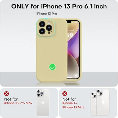 Vooii Compatible with iPhone 13 Pro Case, Liquid Silicone Upgrade [Camera Protection] [Soft Anti-Scratch Microfiber Lining] Shockproof Phone Case for iPhone 13 Pro 6.1 inch - Creamy Yellow - color: Creamy Yellow, size: iPhone 13 Pro