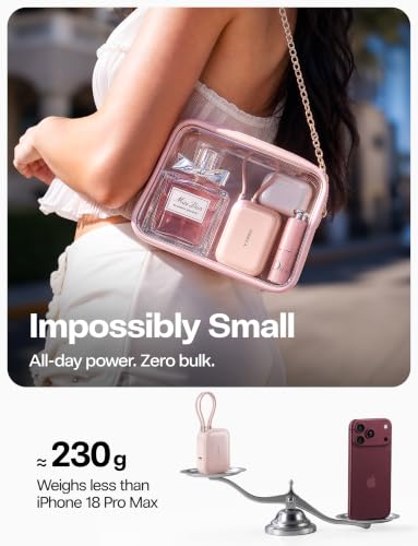 TORRAS Mini Power Bank for iPhone 18 Pro Max, 45W 10000mAh Portable Charger - color: ROSE GOLD