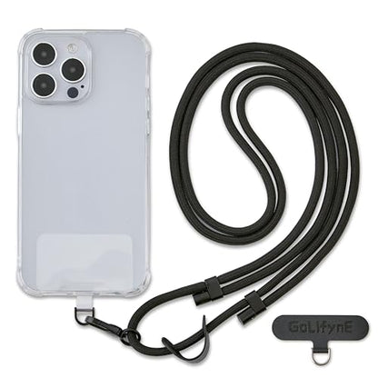 Phone Lanyard Crossbody, Anti Theft Phone Strap with 2 Tether Tabs - color: Black/Black