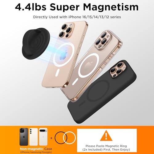 Magnetic Phone Grip for MagSafe, Silicone Ring Grip, Black - color: Black