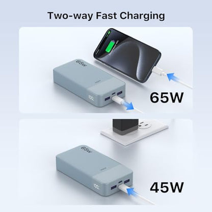 JUOVI 65W Portable Charger for Laptop Power Bank 20000mAh - color: Blue