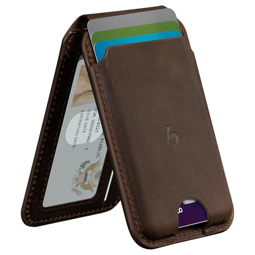Belemay Crazy Horse Leather Magnetic Wallet for MagSafe Adjustable Stand - color: Rustic Brown