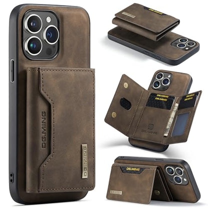 Leather Wallet Phone Cases Compatible with iPhone 15 Pro Case with Card Holder Men 6.1'' 2 in 1 Detachable Back Cover (Coffee, IP 15 Pro) - color: Coffee, size: IP 15 Pro