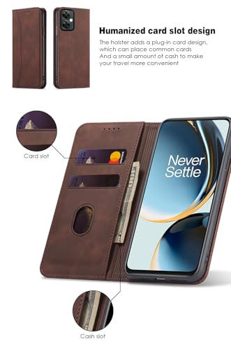 Asuwish Flip Wallet Phone Case for OnePlus Nord N30 5G/CE 3 Lite with Tempered Glass Screen Protector Magnetic Closure Folio Cover Credit Card Holder Slot Stand OPPO K11x/One Plus 1 1+ N 30/CE3 Coffee - color: Coffee