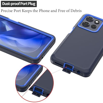 Rugged Phone Case for Moto G Power 5G 2025/Moto G Play 2025, with Belt Clip Holster & Kickstand Heavy Duty Shockproof Protective Full Body Case (Blue) - color: Blue