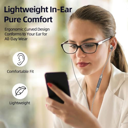 SoundMAGIC E80D Digital USB C Headphones - Type C Wired Earbuds with Microphone HiFi Stereo Earphones Powerful Bass Noise Isolating Compatible with Android Device, Gunmetal