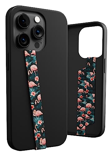 Phone Loops: Non-Elastic Phone Grip, Phone Strap, Phone Holder for Hand - Small, Light and Discreet Phone Loop Cell Phone Holder for Hand - Phone Finger Holder - color: Fabric: Flamingo