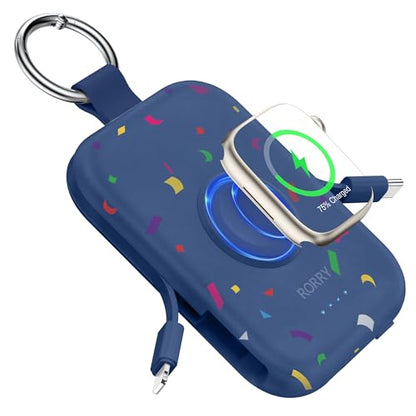 RORRY CharmGo Portable Charger, 5000mAh Portable Charger Power Bank - color: Confetti-Deepblue