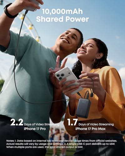 Anker Nano Power Bank, 45W 10,000mAh Portable Charger, iPhone Battery Pack - color: Black