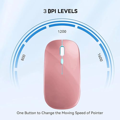 WREANU Wireless Bluetooth Mouse, Rechargeable Laptop Mice, Rose Gold - color: Rose Gold Wireless Bluetooth Mouse