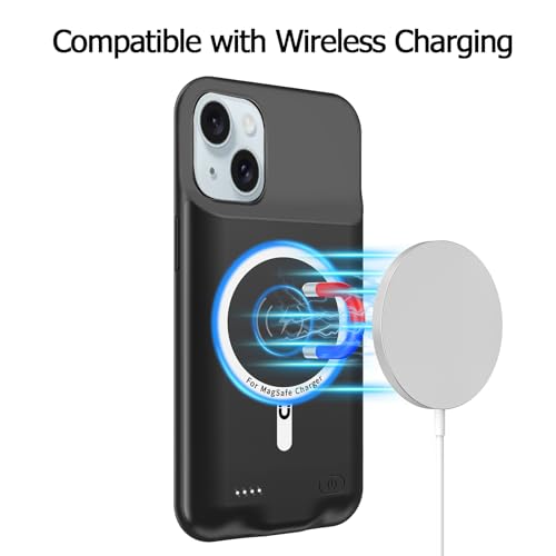 Battery Case for iPhone 15 Plus, Full Encircle 12000mAh High Capacity Rechargeable Portable Charger Case Extended Battery Pack for iPhone 15 Plus (6.7 inch) Wireless Charging Case with Carplay-Black - size: iPhone 15 Plus (6.7 inch)