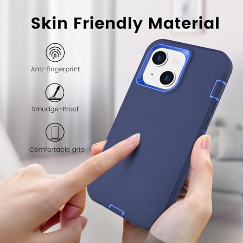 Compatible with iPhone 15 for Men, Dual Layer Shockproof Full Body Cover Military Grade Drop Protection Heavy Duty Phone Case for Apple Phone 15/14/13 6.1 inch (Navy/Blue) - color: Navy/Blue
