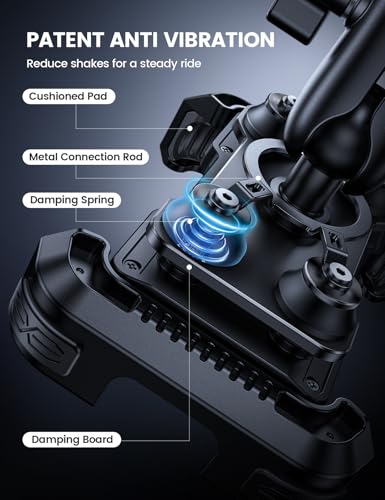 Lamicall Motorcycle Phone Mount Holder with Dual Vibration Dampener - color: Black