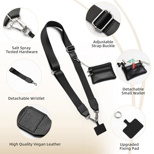 Cell Phone Lanyard Crossbody with Wallet, Versatile Clip and Go Phone Strap - color: R