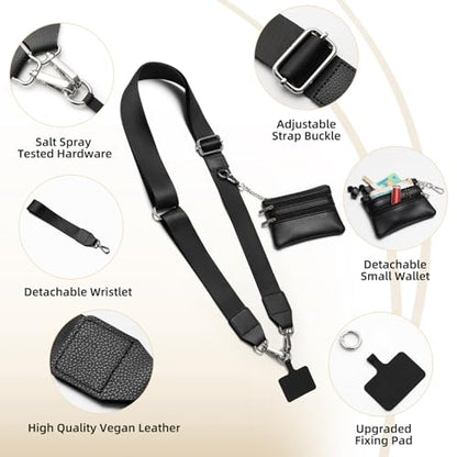 Cell Phone Lanyard Crossbody with Wallet, Versatile Clip and Go Phone Strap - color: R