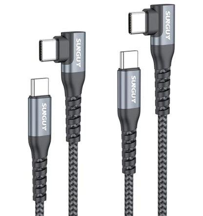 SUNGUY Right Angle USB C to USB C Cable 0.5FT 2Pack 60W Fast Charging - size: 0.5FT