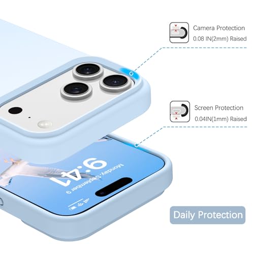 GUAGUA Compatible with iPhone 17 Pro Max Case 6.9 Inch Liquid Silicone Soft Gel Slim Thin Microfiber Lining Cushion Texture Cover Shockproof Protective Phone Case for iPhone 17 Pro Max, Light Blue - color: Light Blue, size: iPhone 17 Pro Max