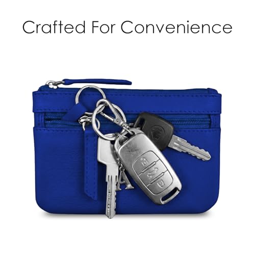 ili New York Leather Mini Compact Coin Purse - Cobalt - color: Cobalt