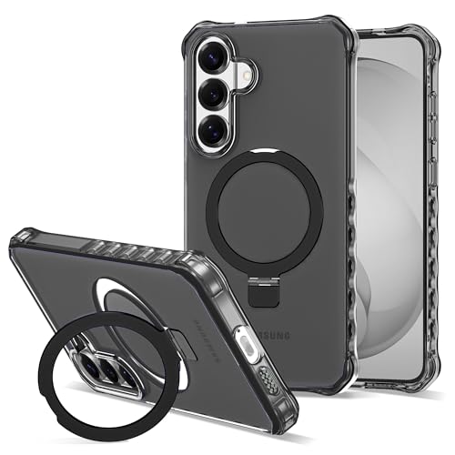 Compatible with Samsung Galaxy S26 Plus Case 6.7'' Cute Wavy Frame with Magnetic Stand [Compatible with Mag-Safe] Military-Grade Translucent Phone Case for S26 Plus, Black - color: Black, size: Samsung Galaxy S26 Plus