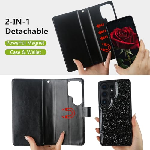 Varikke for Galaxy S26 Ultra Wallet Case Magnetic Detachable, Black - color: Black, size: Galaxy S26 Ultra 6.9"