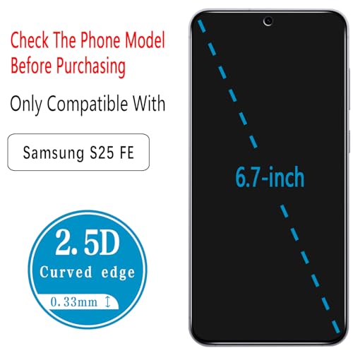 2 Pack Privacy Screen Protector for Samsung Galaxy S25 FE - color: Black-Galaxy S25 FE