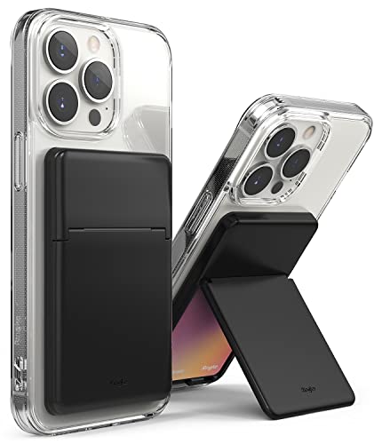 Ringke Stand Slot Card Holder [Phone Wallet Stick on + Stand] ID & Credit Card Holder for Phone Case, Solid Card Wallet with Phone Kickstand Compatible with iPhone Galaxy Android - Black - color: Black