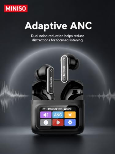 MINISO MS128 ANC Bluetooth 6.0 in-Ear Earbuds Touch Screen Charging Case - color: Blue+Brown