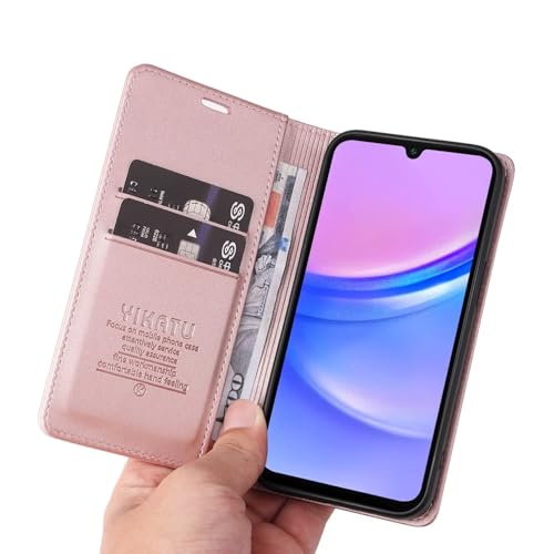 Compatible with Samsung Galaxy A17 Wallet Case PU Leather Flip Folio Case with Card Holder Magnetic Closure Shockproof Protective Phone Cover Rose Gold - color: Rose Gold, size: Samsung A17