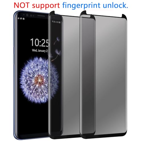 Compatible For Samsung Galaxy S8 PLUS/S9 PLUS Screen Protector Tempered Glass Privacy Anti-Spy 3D Curved Edge Case Friendly Film (4 Pack, Black)