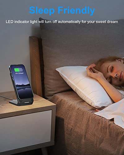 NANAMI Upgraded Fast Wireless Charger, Wireless Charging Stand Compatible with Samsung Galaxy S26/S26+/S25/S24/S23 & Phone Charger Dock for iPhone 18 Pro/18 Pro Max/17/17 Air/16/16 Plus/16 Pro/15/14 - color: Black, size: 1Pack