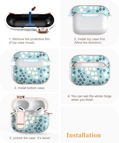 TATOFY for AirPods Pro 2nd Generation Case with Lock Carabiner Cleaner, Slim AirPod Pro 1st & 2nd Hard Case Cover, Compatible with MagSafe (Cyan) - color: Cyan, size: AirPods Pro 1st & 2nd Gen