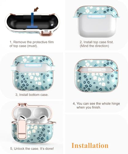 TATOFY for AirPods Pro 2nd Generation Case with Lock Carabiner Cleaner, Slim AirPod Pro 1st & 2nd Hard Case Cover, Compatible with MagSafe (Cyan) - color: Cyan, size: AirPods Pro 1st & 2nd Gen