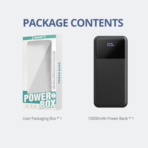 Portable Charger with Built in Cables, Power Bank with Cords Wires, Slim 10000mAh Travel Battery Pack 6 Outputs 3 Inputs 3A Fast Charging for Samsung Google Pixel LG Moto iPhone iPad, 1 Pack