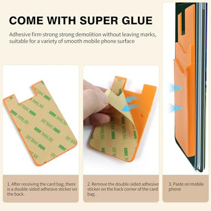 6 Pcs Card Holder for Back of Phone,Silicone Back Card Holder - color: 6PCS