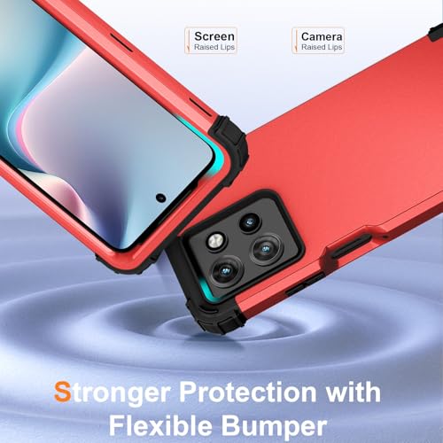 Phone Case for Motorola Moto G Power 2025/Moto G Play 5G 2025 Hard Cover Shockproof Soft Silicone Bumper Hybrid Three Layer Heavy Duty Grip Rugged Protective Cell GPower GPlay XT2515-1 Red - color: Red